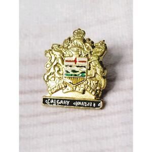 Vintage Calgary Varsity Canada Crest Pin - Coat Of Arms Shield - Hat Lapel Pin